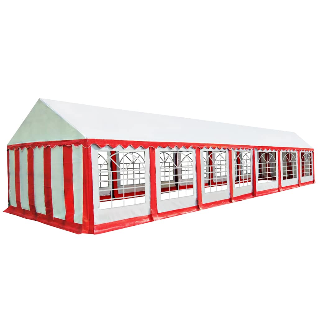 Gazebo da Giardino in PVC 6x14 m Rosso e Bianco