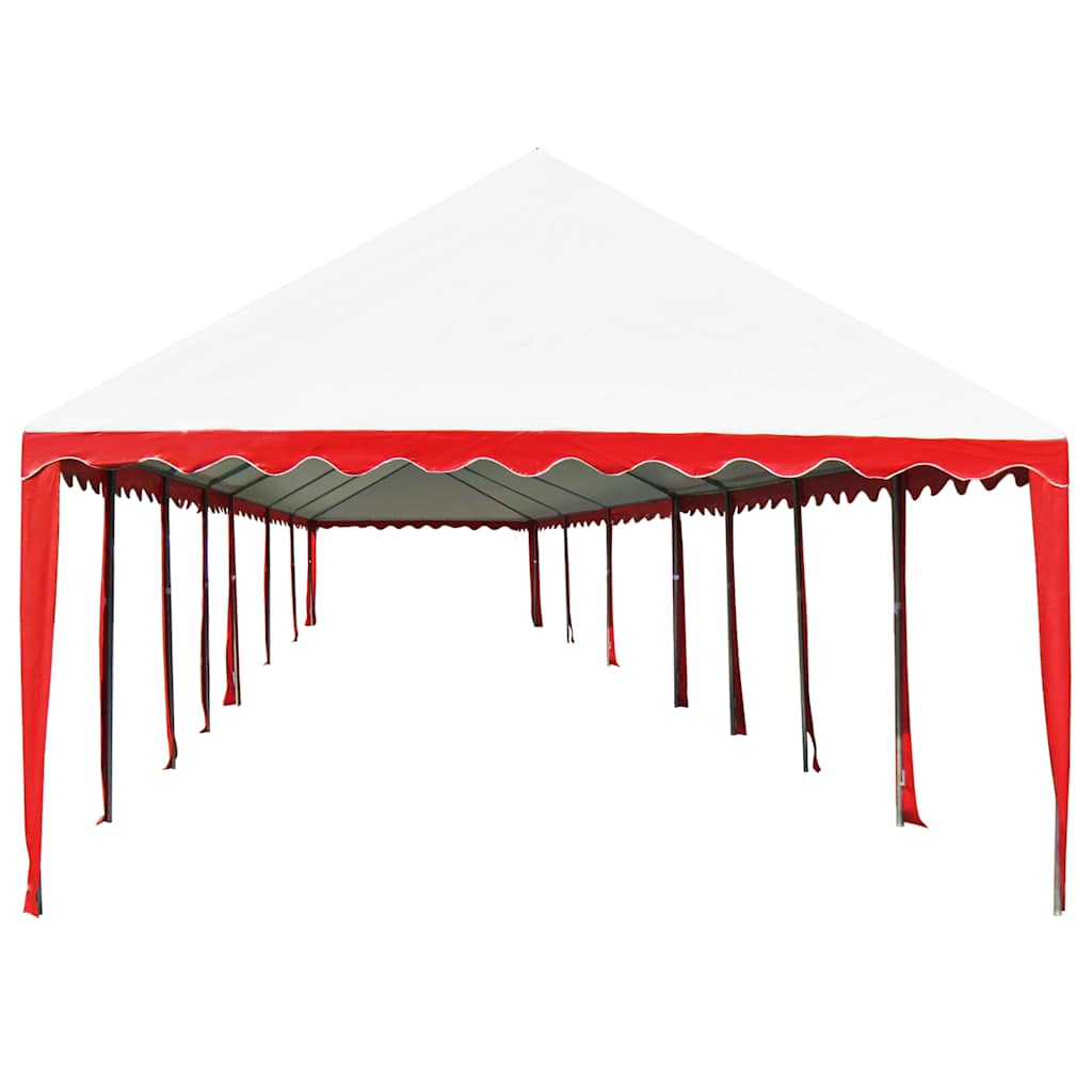 Gazebo da Giardino in PVC 6x14 m Rosso e Bianco