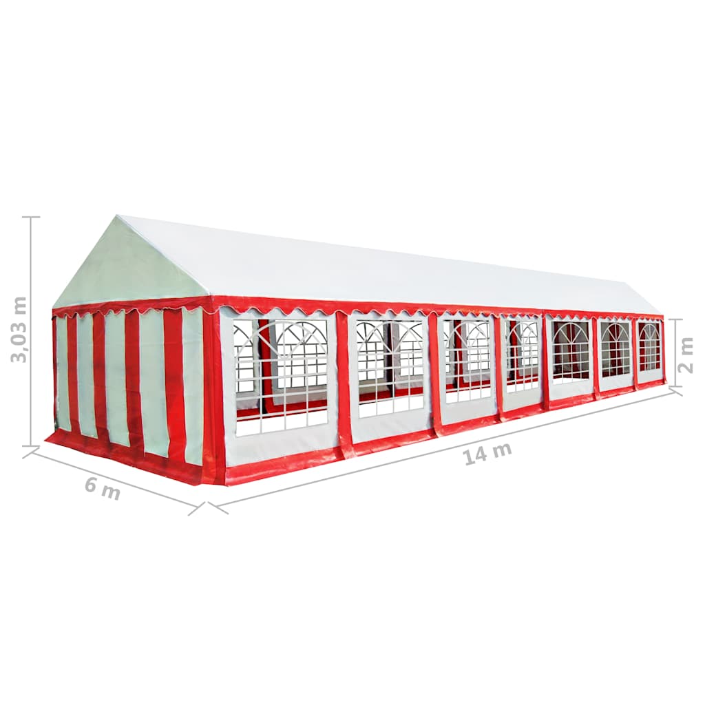 Gazebo da Giardino in PVC 6x14 m Rosso e Bianco