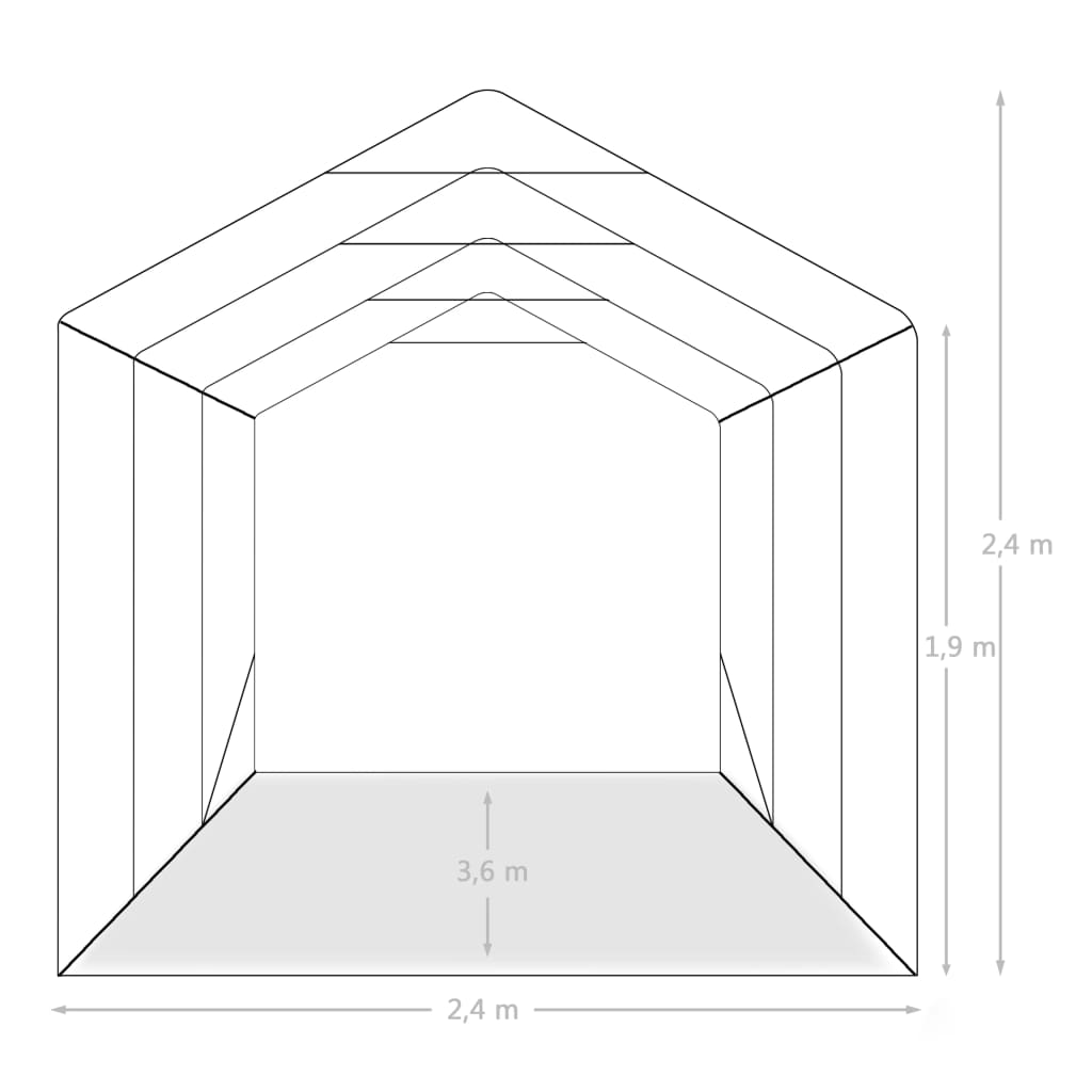Tenda Garage in PVC 2,4x3,6 m Verde