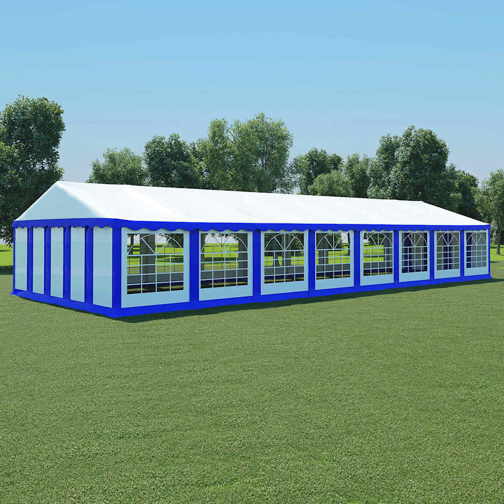 Gazebo da Giardino in PVC 6x16 m Blu e Bianco