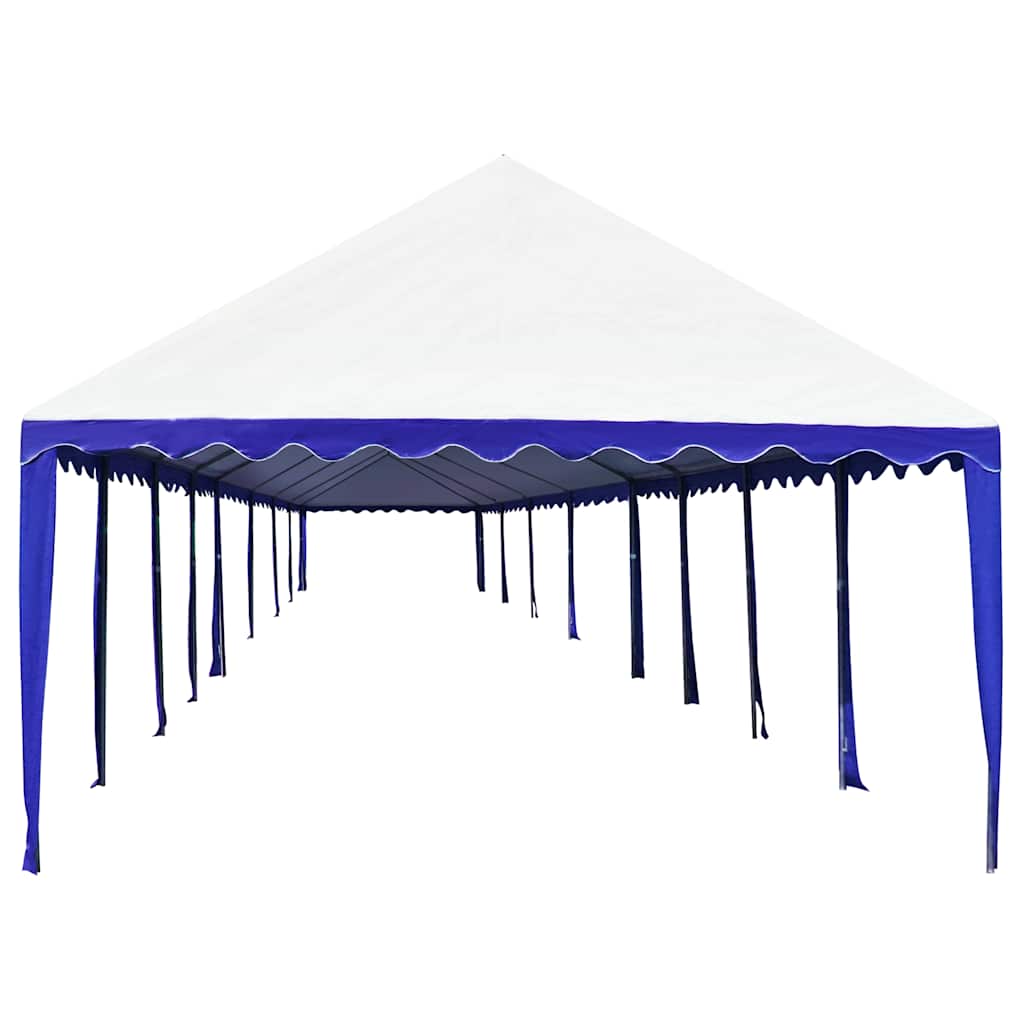 Gazebo da Giardino in PVC 6x16 m Blu e Bianco