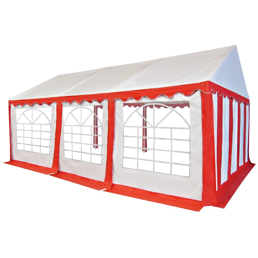 Gazebo da Giardino in PVC 4x6 m Rosso e Bianco