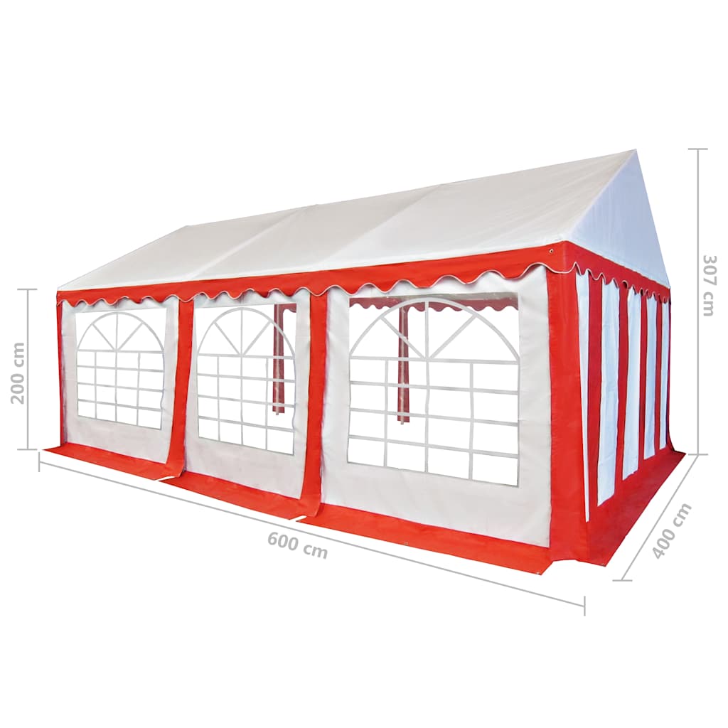 Gazebo da Giardino in PVC 4x6 m Rosso e Bianco