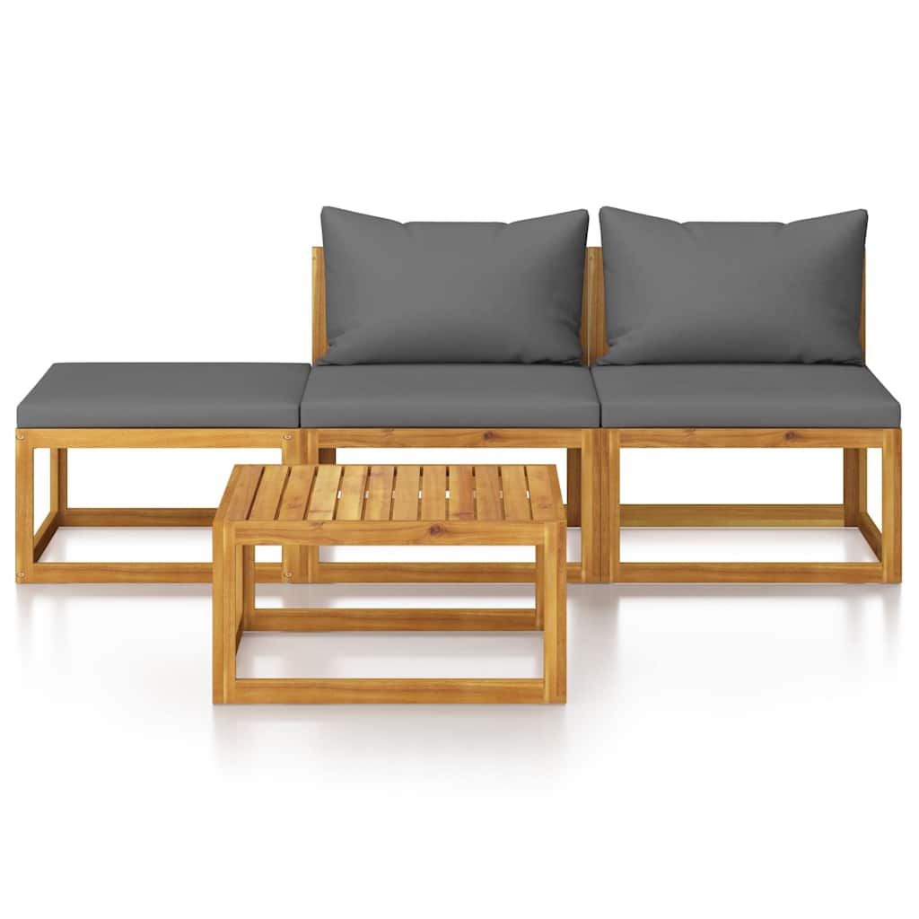 Set Divani da Giardino 4 pz con Cuscini in Massello di Acacia