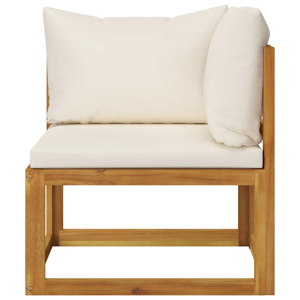 Set Divani da Giardino 4 pz con Cuscini Crema in Legno Acacia