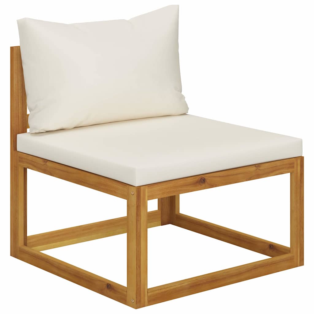 Set Divani da Giardino 4 pz con Cuscini Crema in Legno Acacia