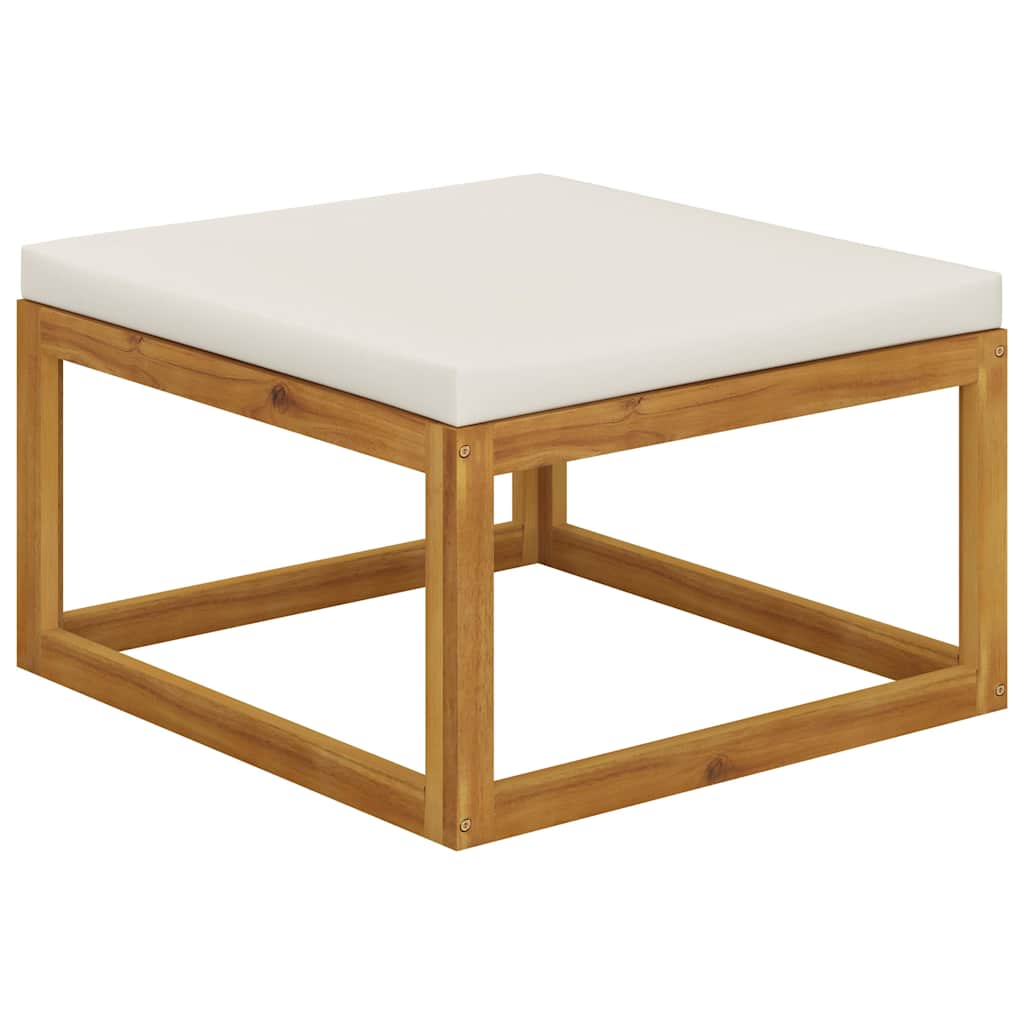 Set Divani da Giardino 4 pz con Cuscini Crema in Legno Acacia