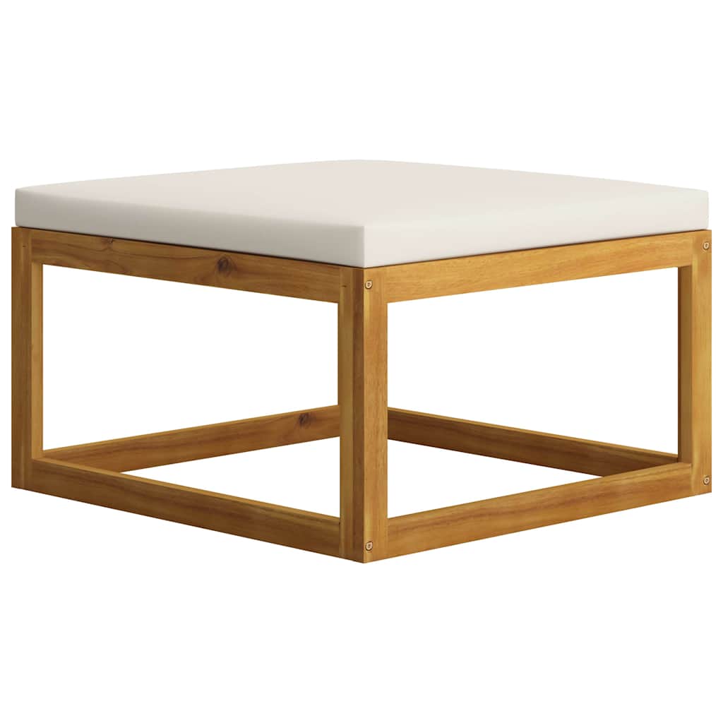 Set Divani da Giardino 4 pz con Cuscini Crema in Legno Acacia