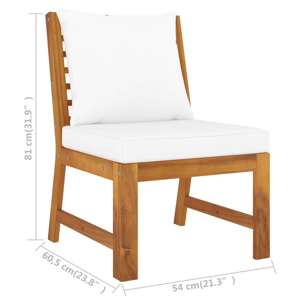 Set Divani da Giardino 4 pz con Cuscini Crema in Legno Acacia