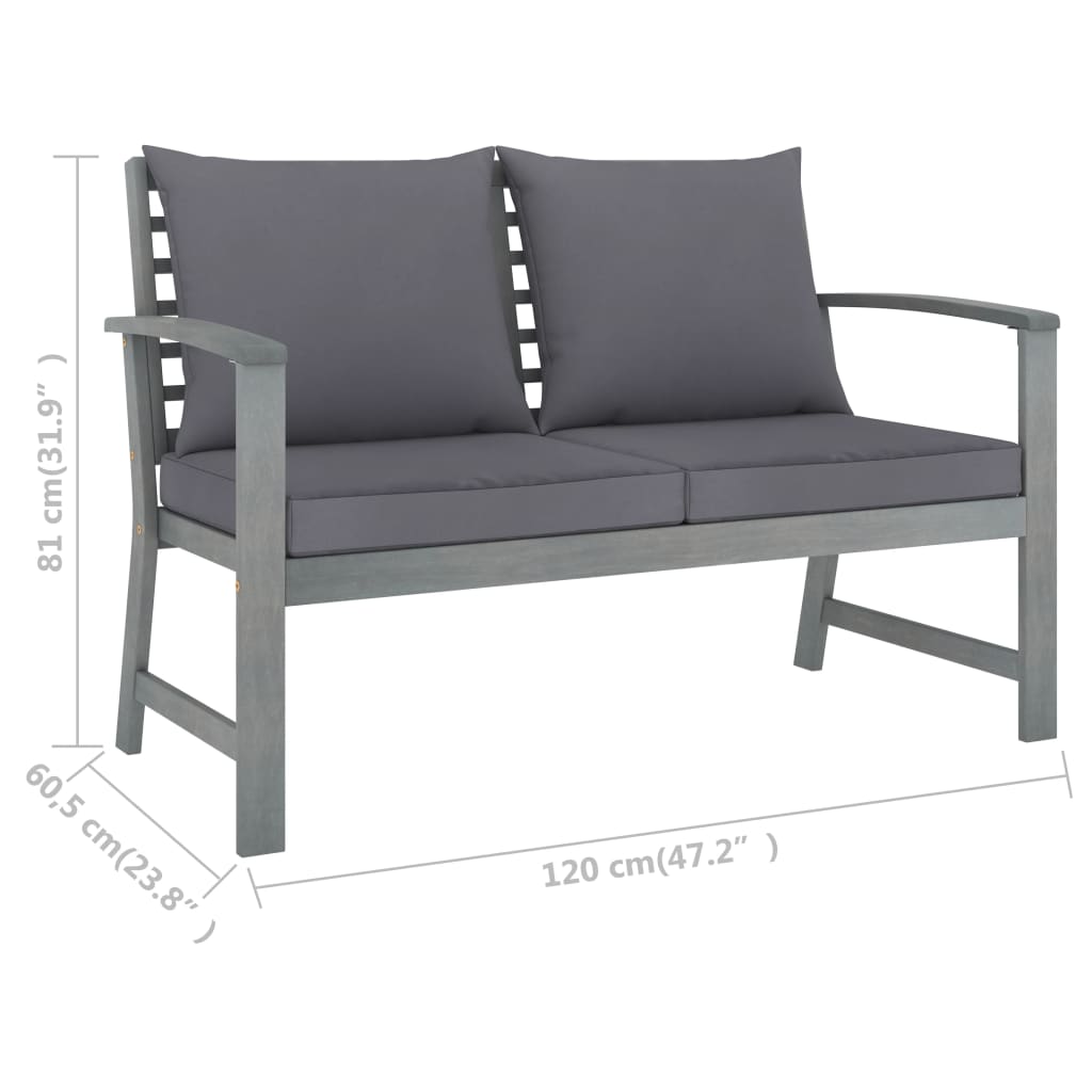 Set Divani da Giardino 5 pz con Cuscini in Legno Acacia Grigio