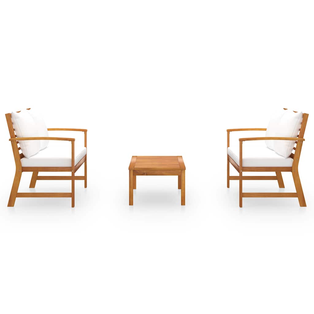 Set Divani da Giardino 3 pz con Cuscini in Massello di Acacia