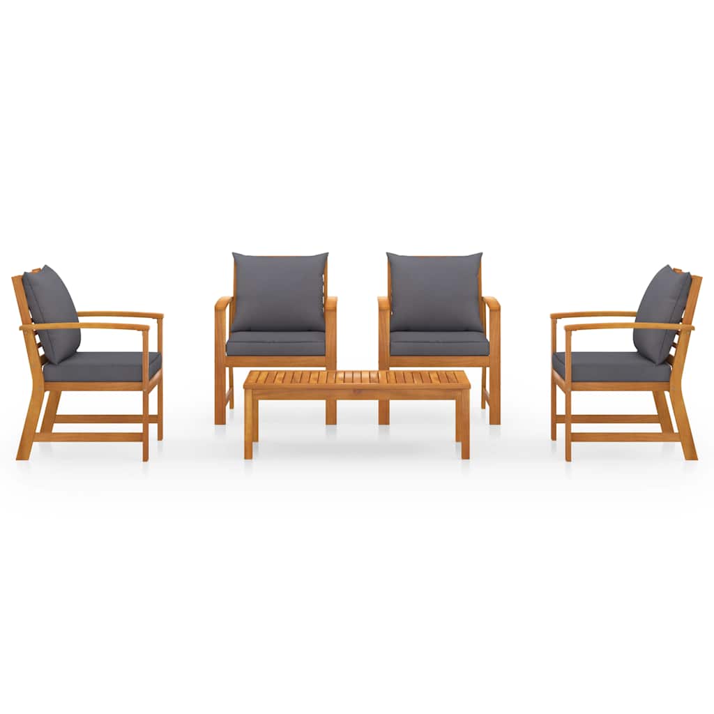 Set Divani da Giardino 5 pz con Cuscini in Massello di Acacia