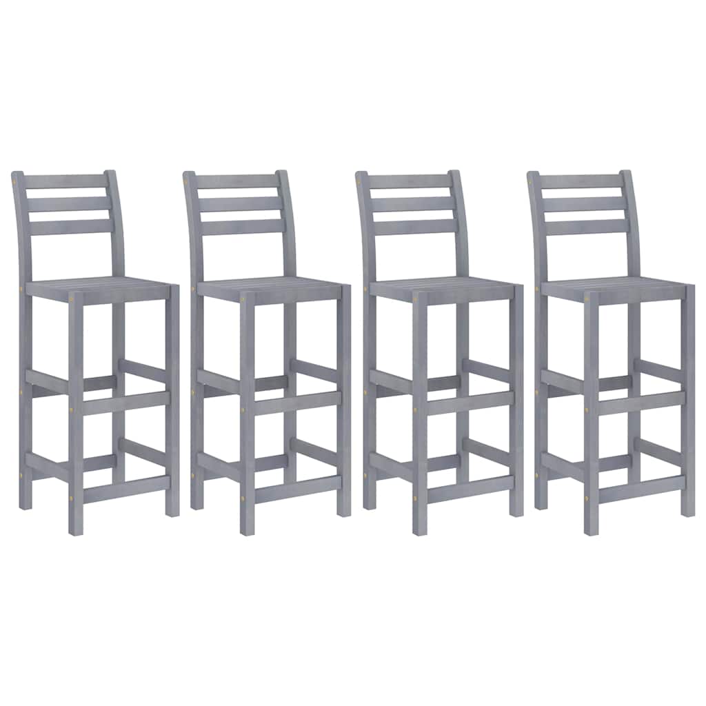 Set da Bar da Giardino 5 pz Grigio in Legno Massello di Acacia