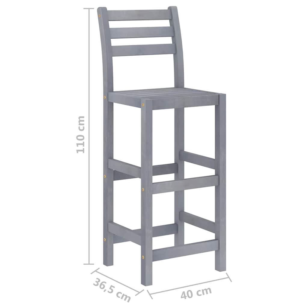 Set da Bar da Giardino 5 pz Grigio in Legno Massello di Acacia