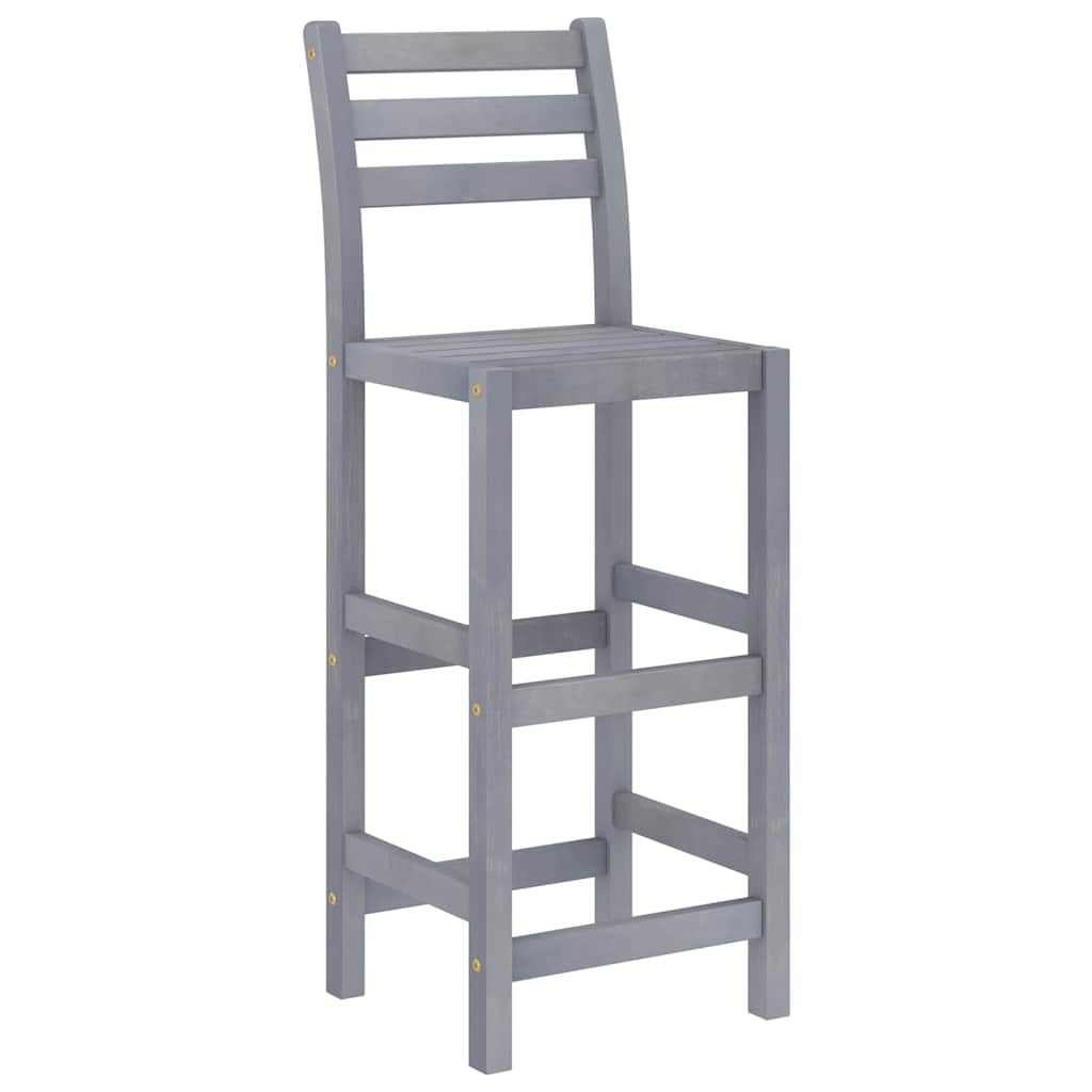 Set da Bar da Giardino 5 pz Grigio in Legno Massello di Acacia