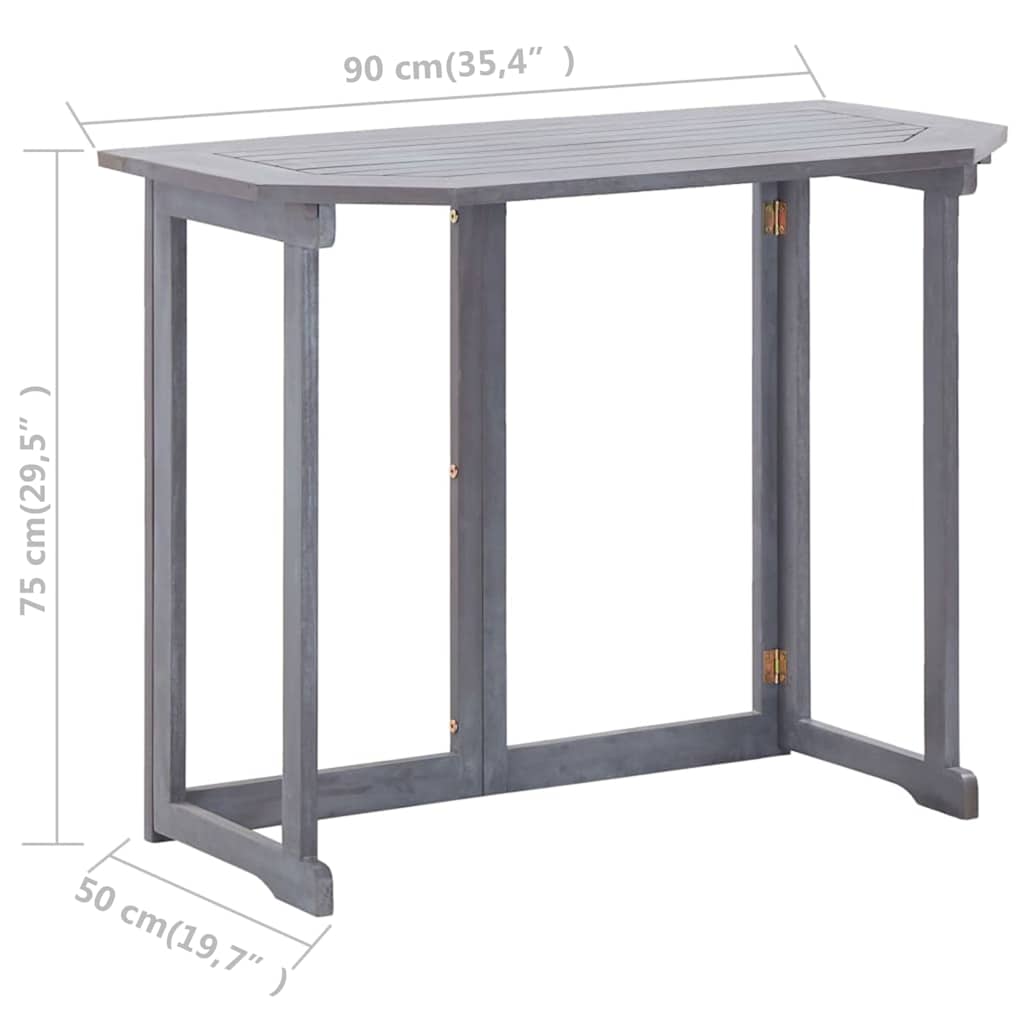Set da Bistrot 2 pz in Legno Massello di Acacia Grigio