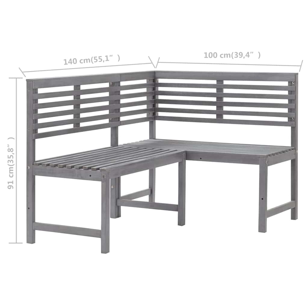 Set da Bistrot 2 pz in Legno Massello di Acacia Grigio