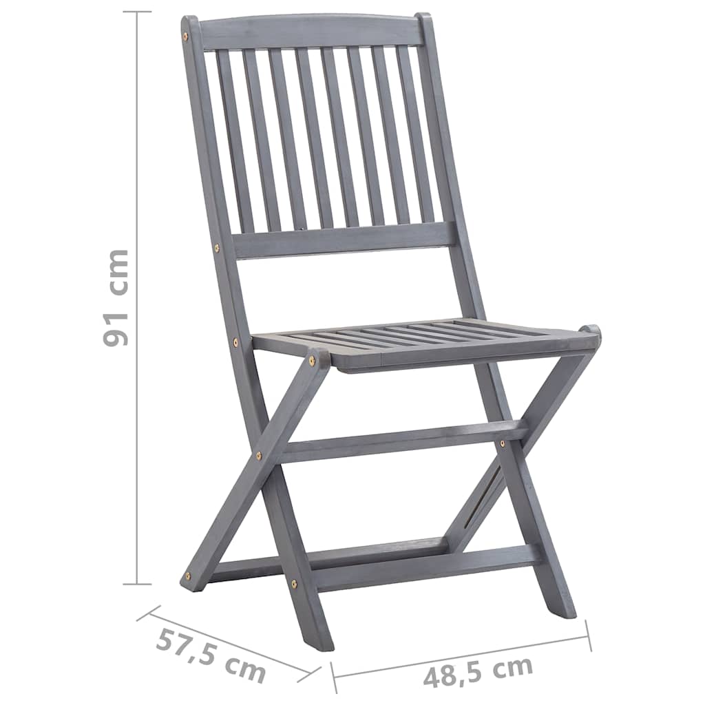 Set da Pranzo per Giardino 7 pz Legno Massello di Acacia Grigio