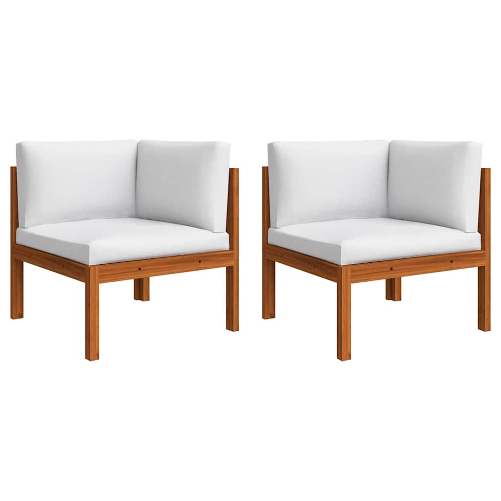 Set da giardino 6 pezzi con cuscini crema in legno acacia
