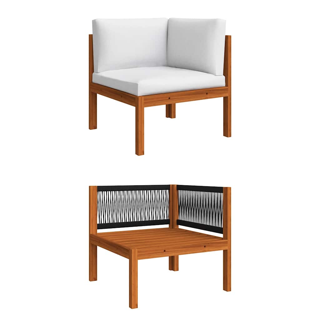 Set da giardino 6 pezzi con cuscini crema in legno acacia