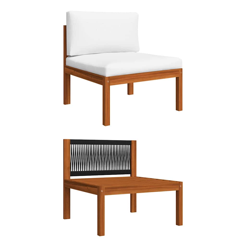 Set da giardino 6 pezzi con cuscini crema in legno acacia