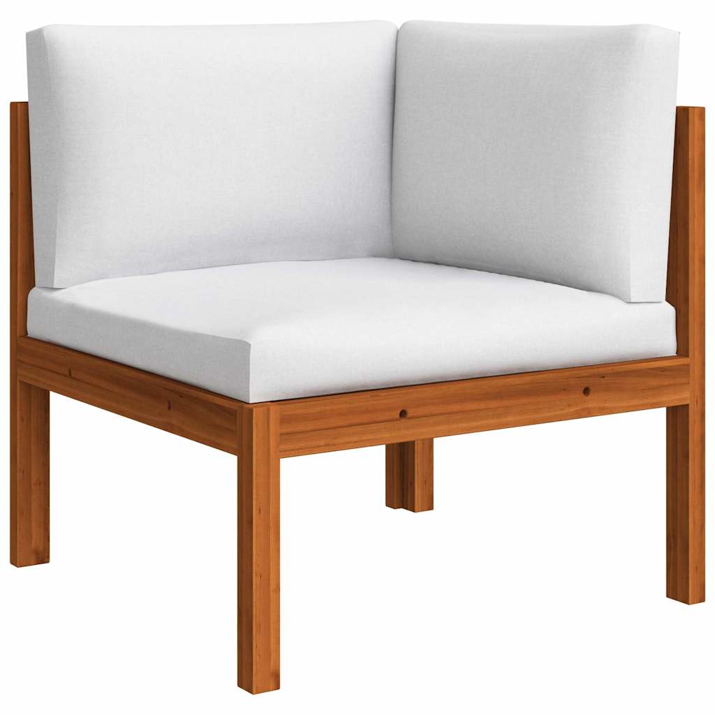 Set da giardino 6 pezzi con cuscini crema in legno acacia