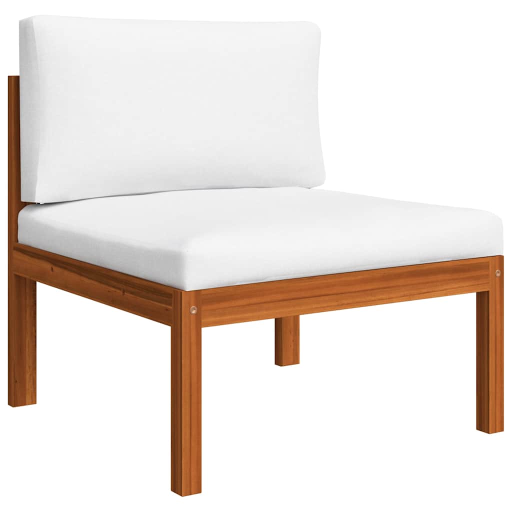Set da giardino 6 pezzi con cuscini crema in legno acacia