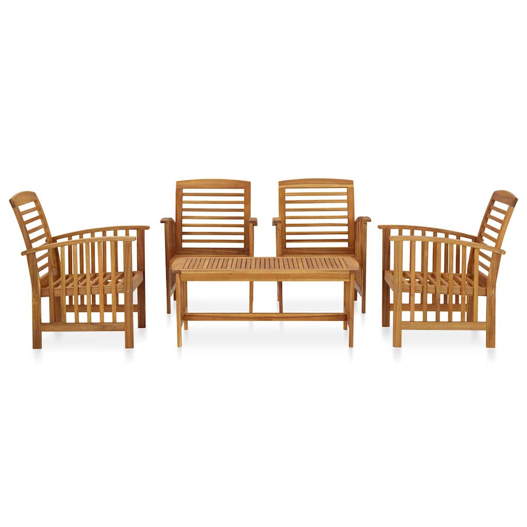 Set Divani da Giardino 5 pz in Legno Massello di Acacia