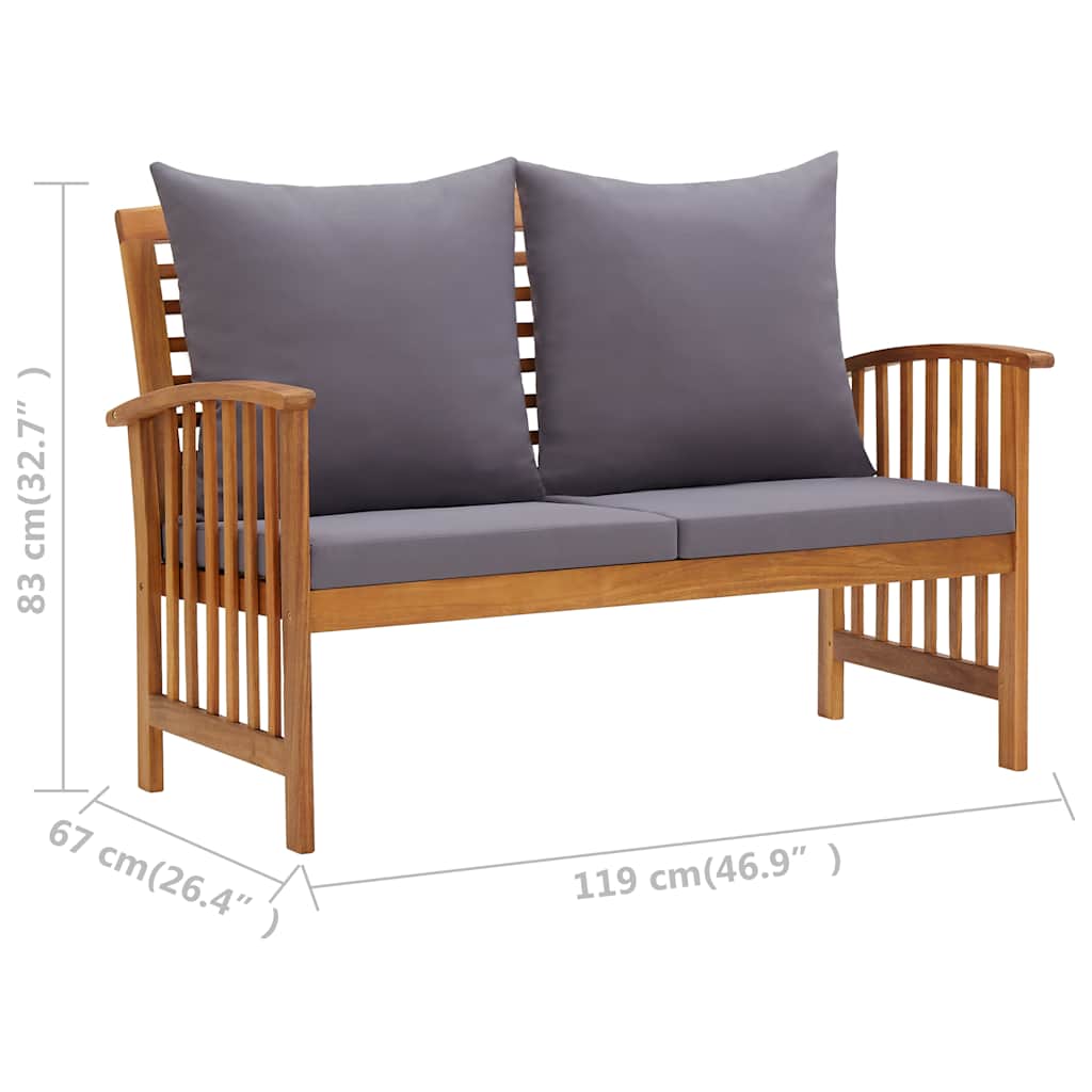 Set Divani da Giardino 3 pz con Cuscini in Massello di Acacia
