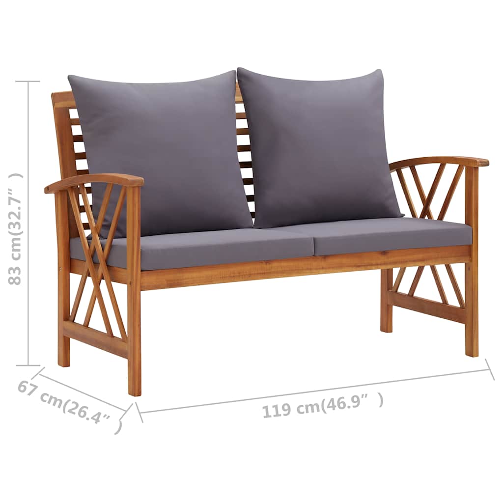 Set Divani da Giardino 3 pz con Cuscini in Massello di Acacia