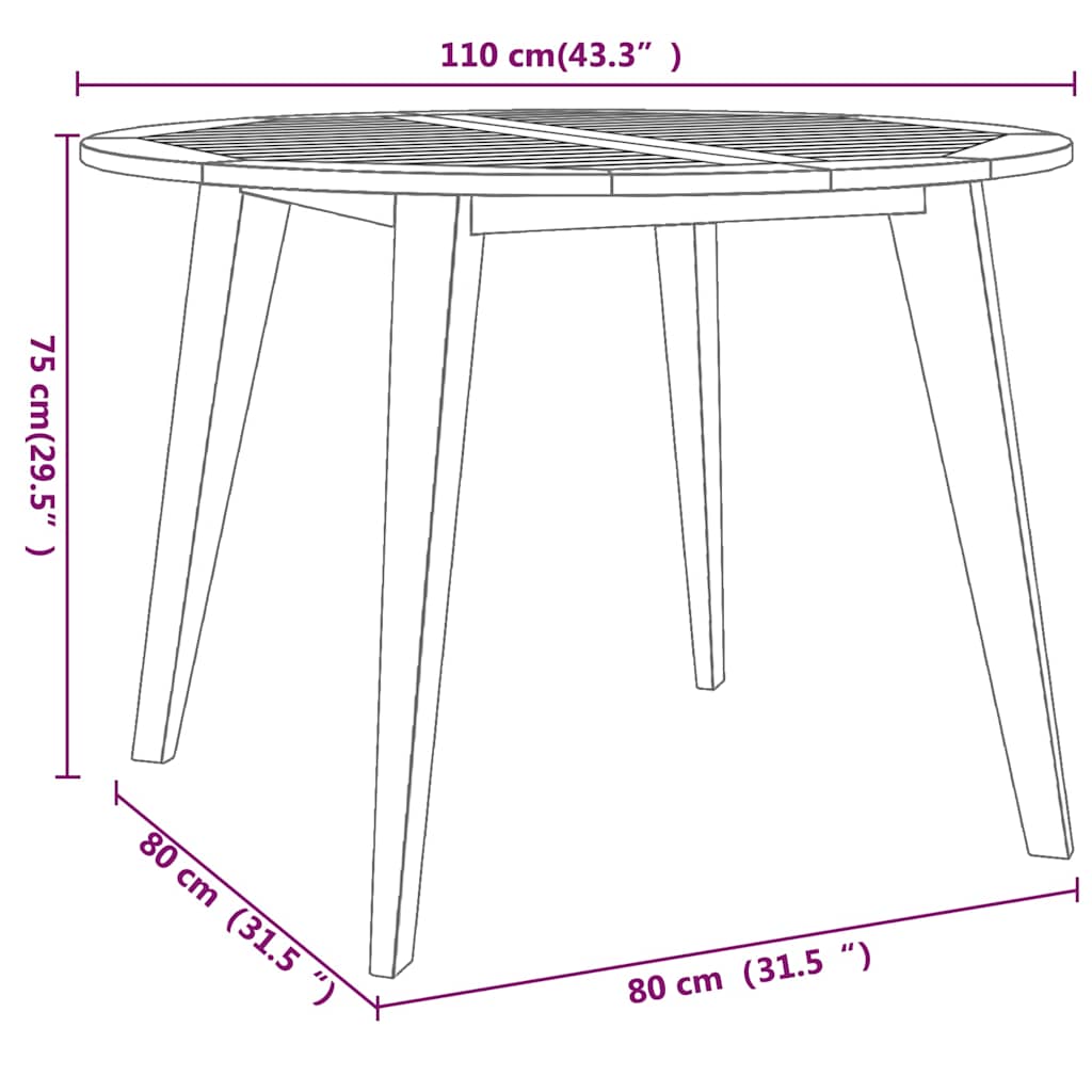 Set Mobili da Pranzo per Giardino 5 pz Legno Massello di Acacia
