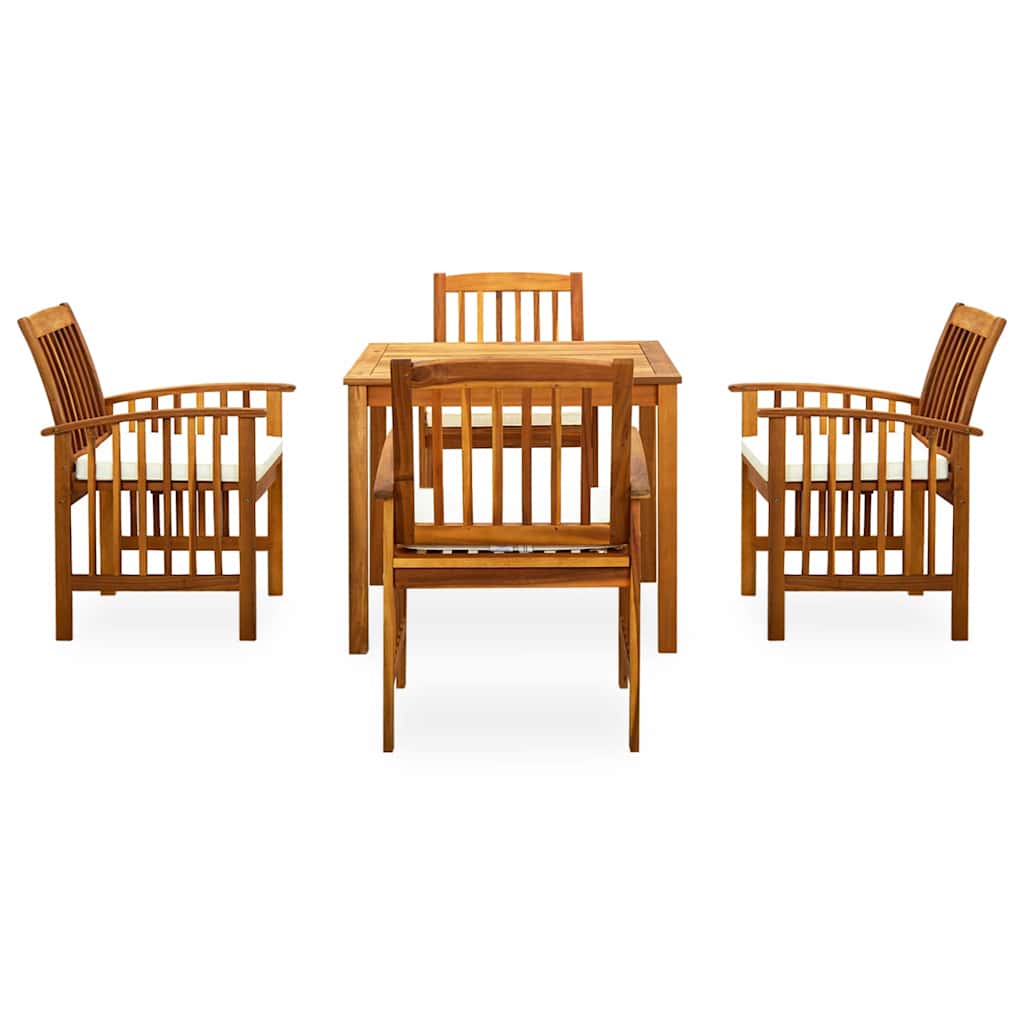 Set da Pranzo da Giardino 5 pz con Cuscini Massello di Acacia