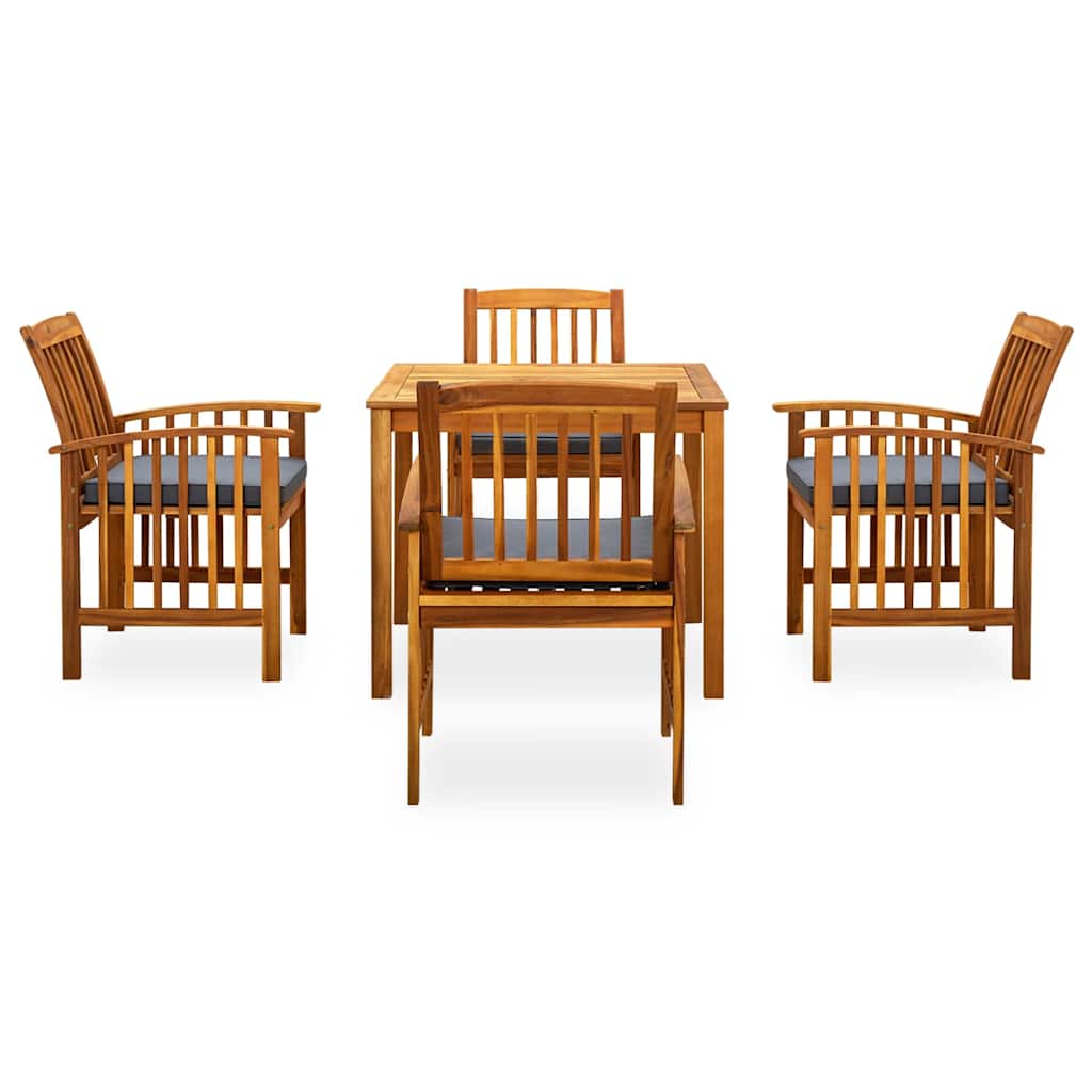Set da Pranzo da Giardino 5 pz con Cuscini Massello di Acacia