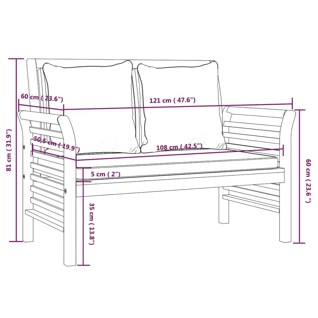 Set Salotto da Giardino 4pz con Cuscini Legno Massello Acacia