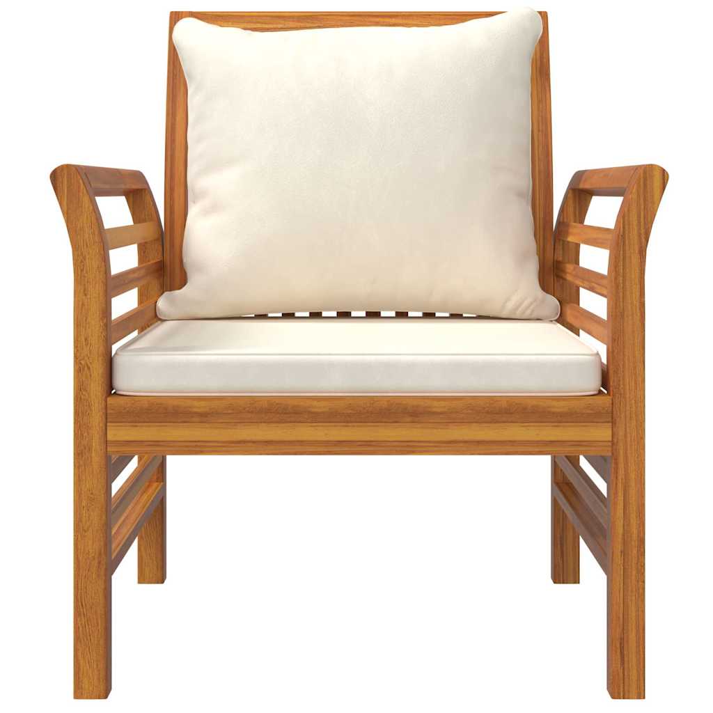 Set Salotto da Giardino 4pz con Cuscini Legno Massello Acacia