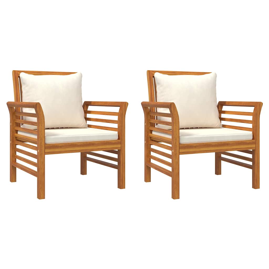 Set Salotto da Giardino 4pz con Cuscini Legno Massello Acacia