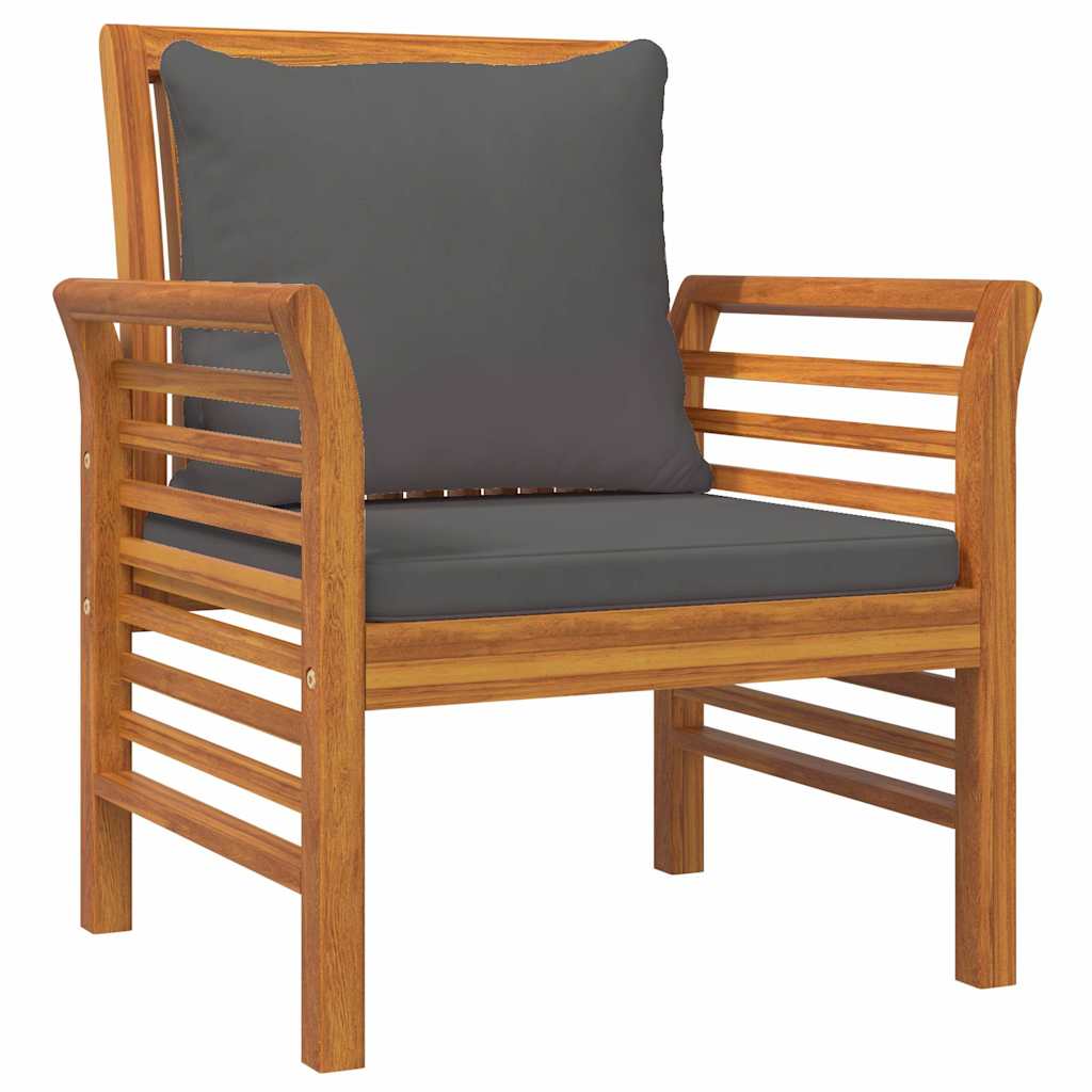 Set Salotto da Giardino 4pz con Cuscini Legno Massello Acacia