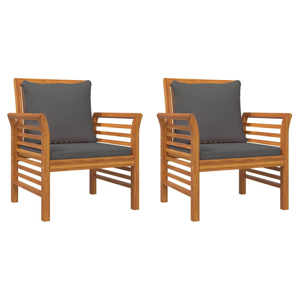 Set Salotto da Giardino 4pz con Cuscini Legno Massello Acacia
