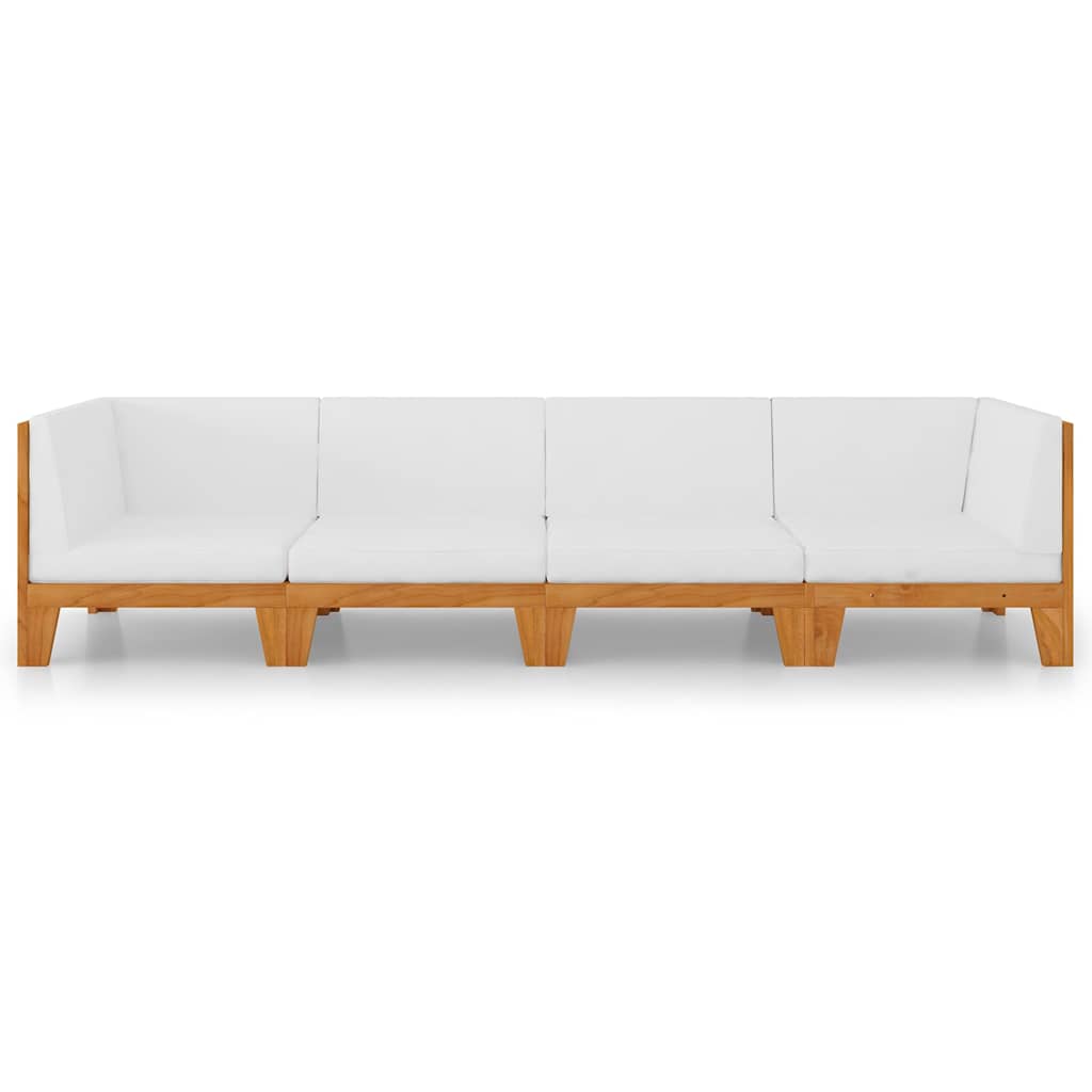 Set Divani da Giardino 4 pz con Cuscini in Massello di Acacia