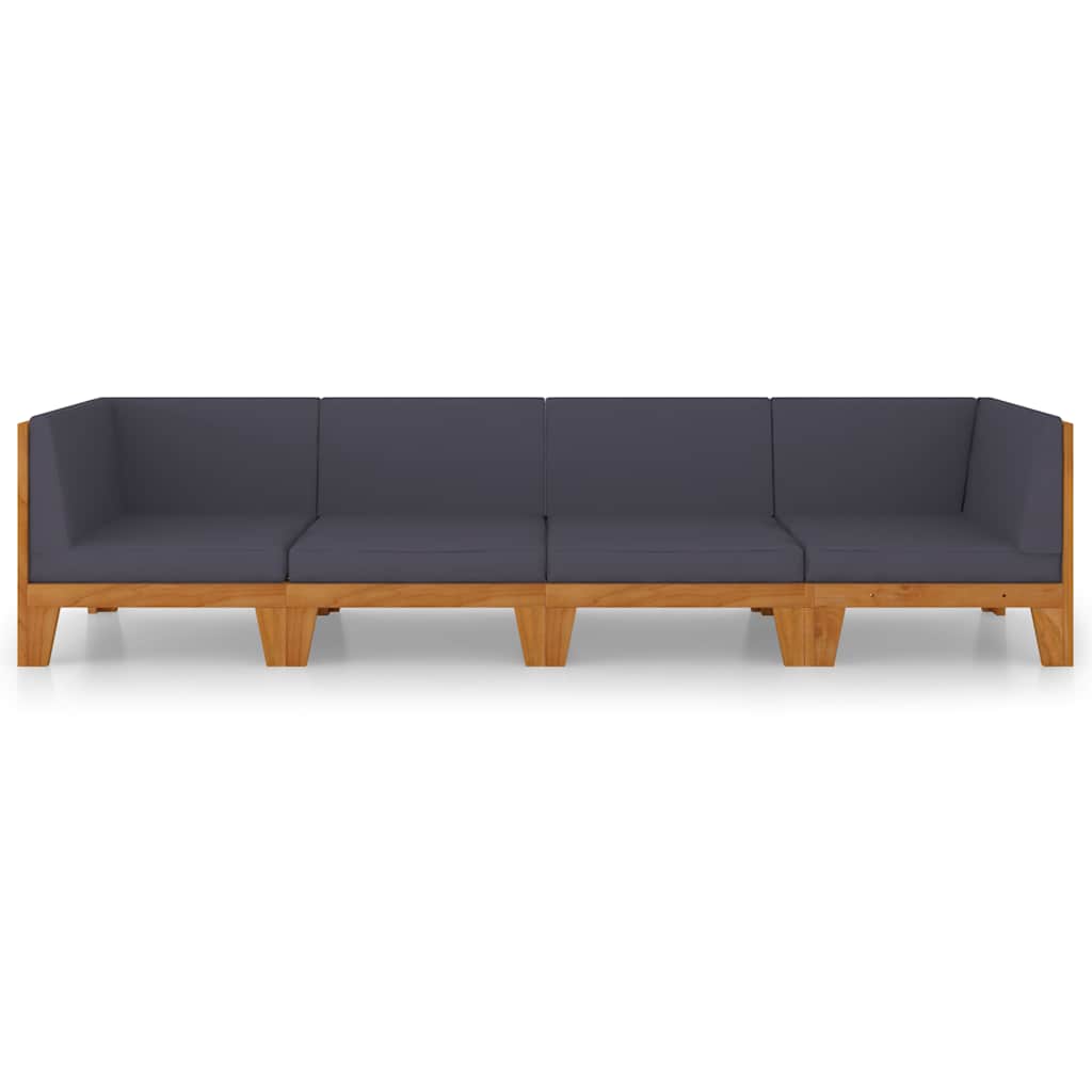 Set Divani da Giardino 4 pz con Cuscini in Massello di Acacia