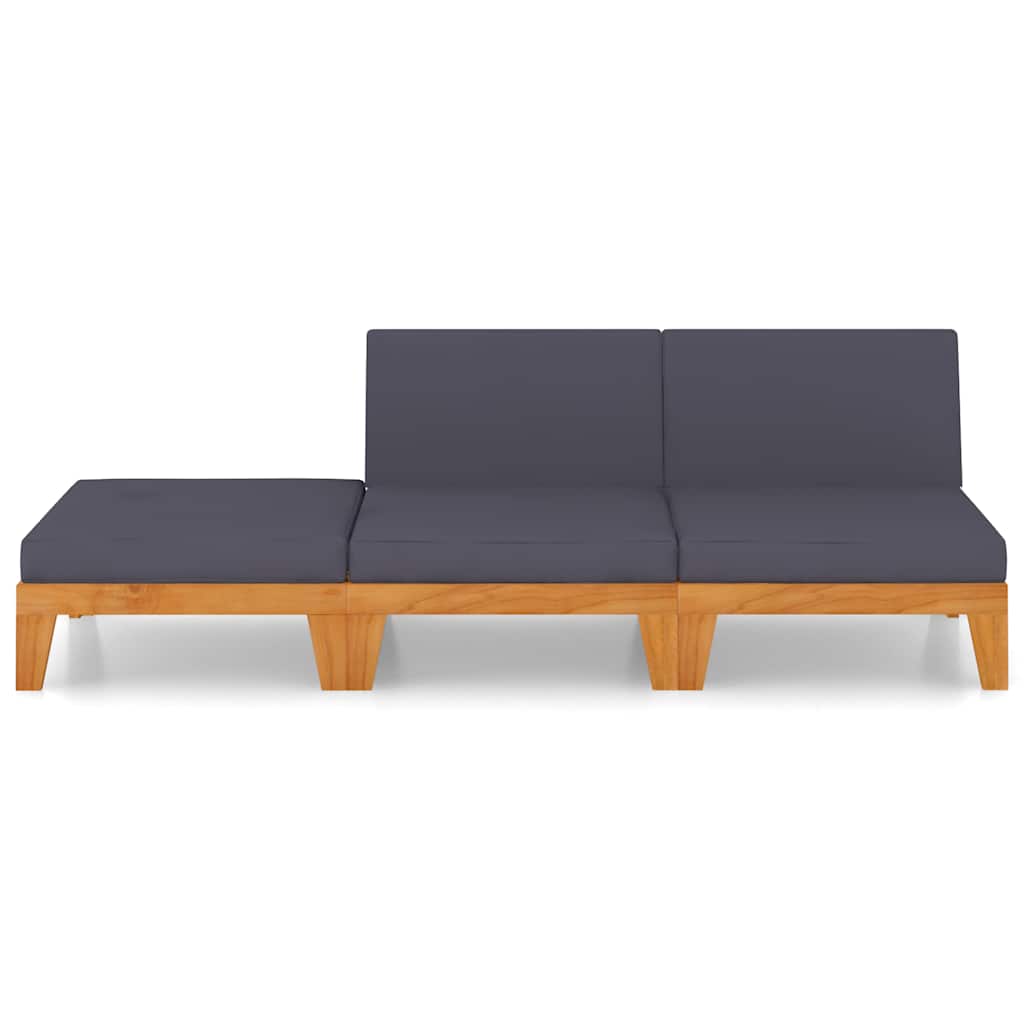 Set Divani da Giardino 3 pz con Cuscini in Massello di Acacia