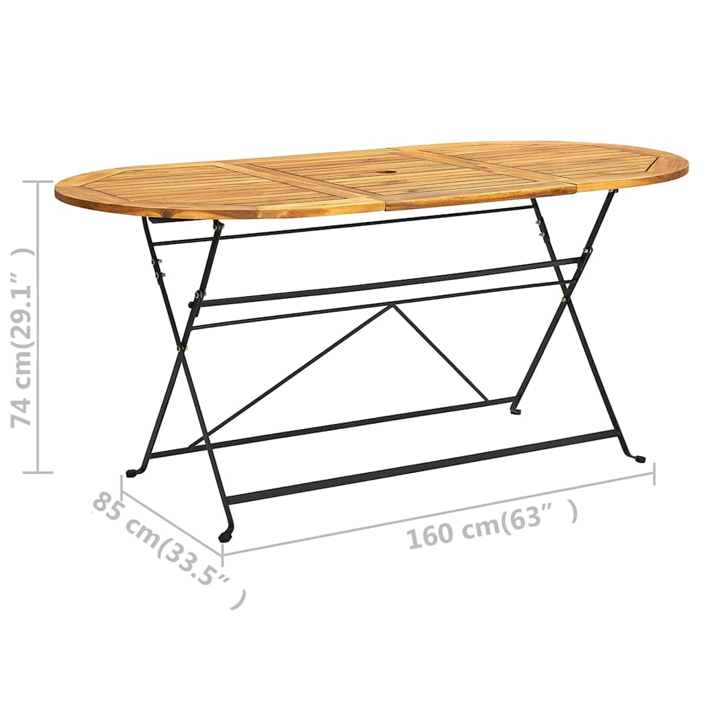 Set da Pranzo Pieghevole per Giardino 9pz in Massello di Acacia