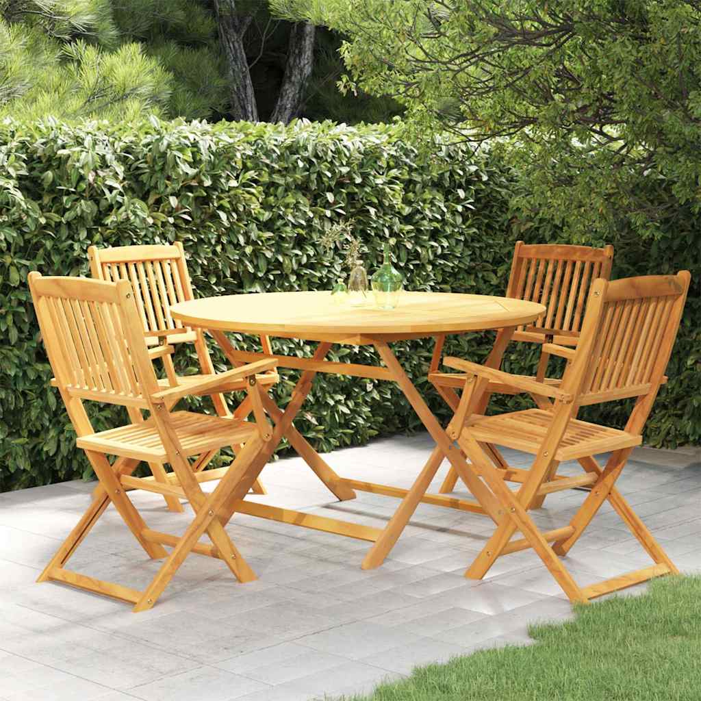 Set da Pranzo da Giardino 5 pz Pieghevole in Massello di Acacia