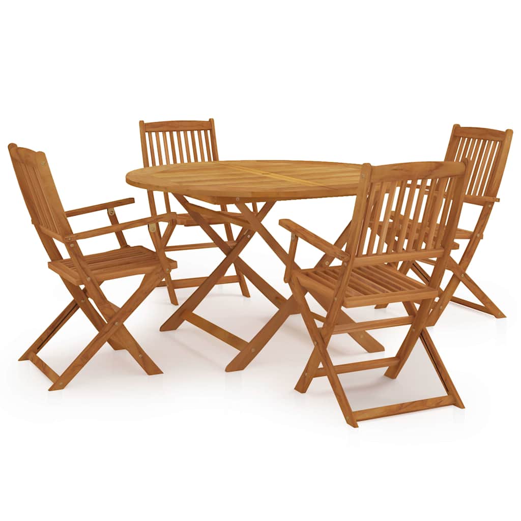 Set da Pranzo da Giardino 5 pz Pieghevole in Massello di Acacia