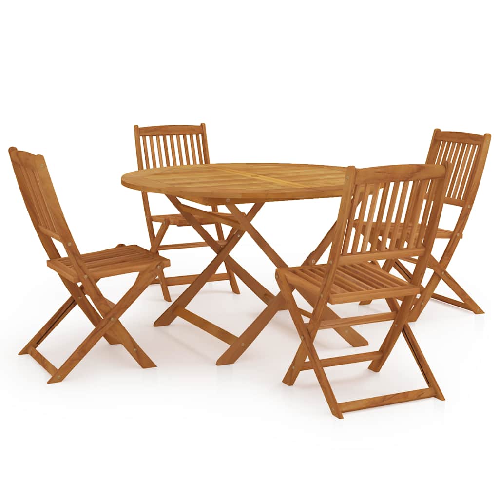 Set da Pranzo da Giardino 5 pz Pieghevole in Massello di Acacia