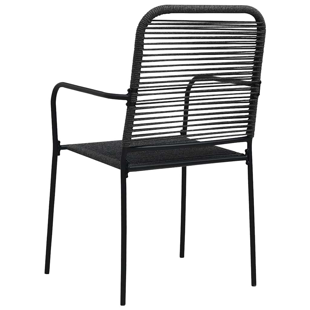 Set da Pranzo da Esterni 7 pz in Corda di Cotone e Acciaio Nero