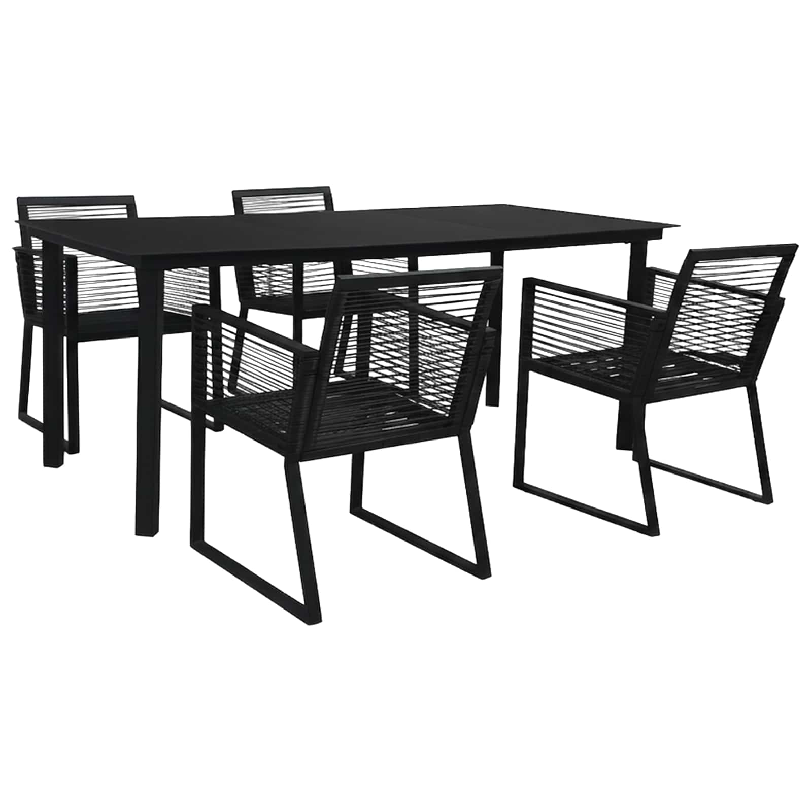 Set da Pranzo da Giardino 5 pz in Rattan PVC Nero