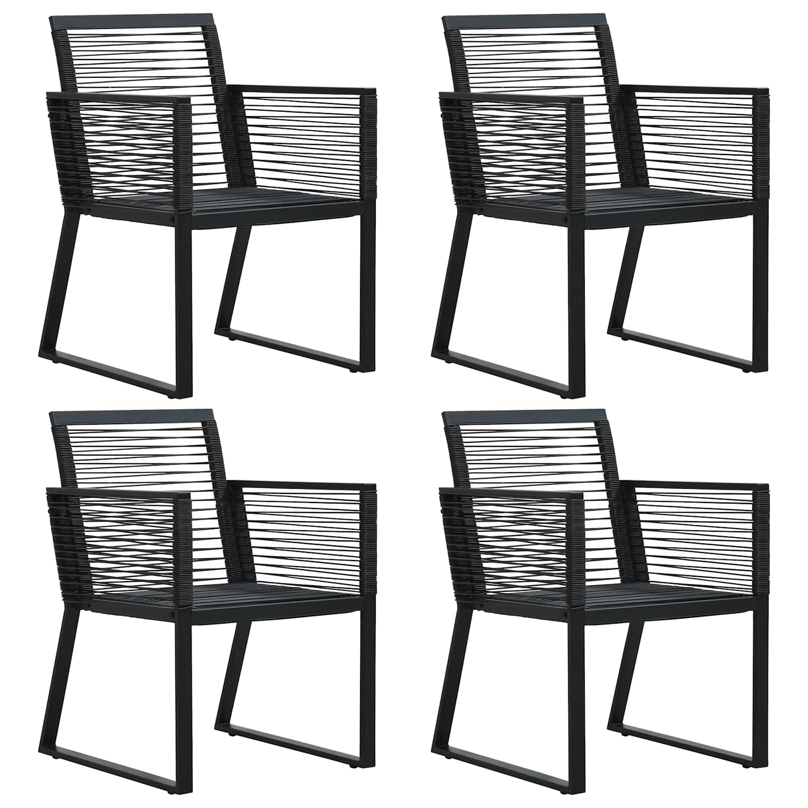 Set da Pranzo da Giardino 5 pz in Rattan PVC Nero