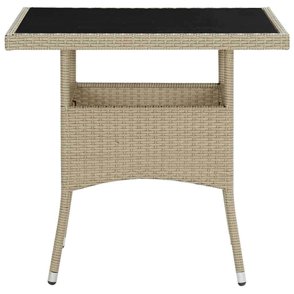 Set da Pranzo da Giardino 5 pz in Polyrattan e Vetro Beige